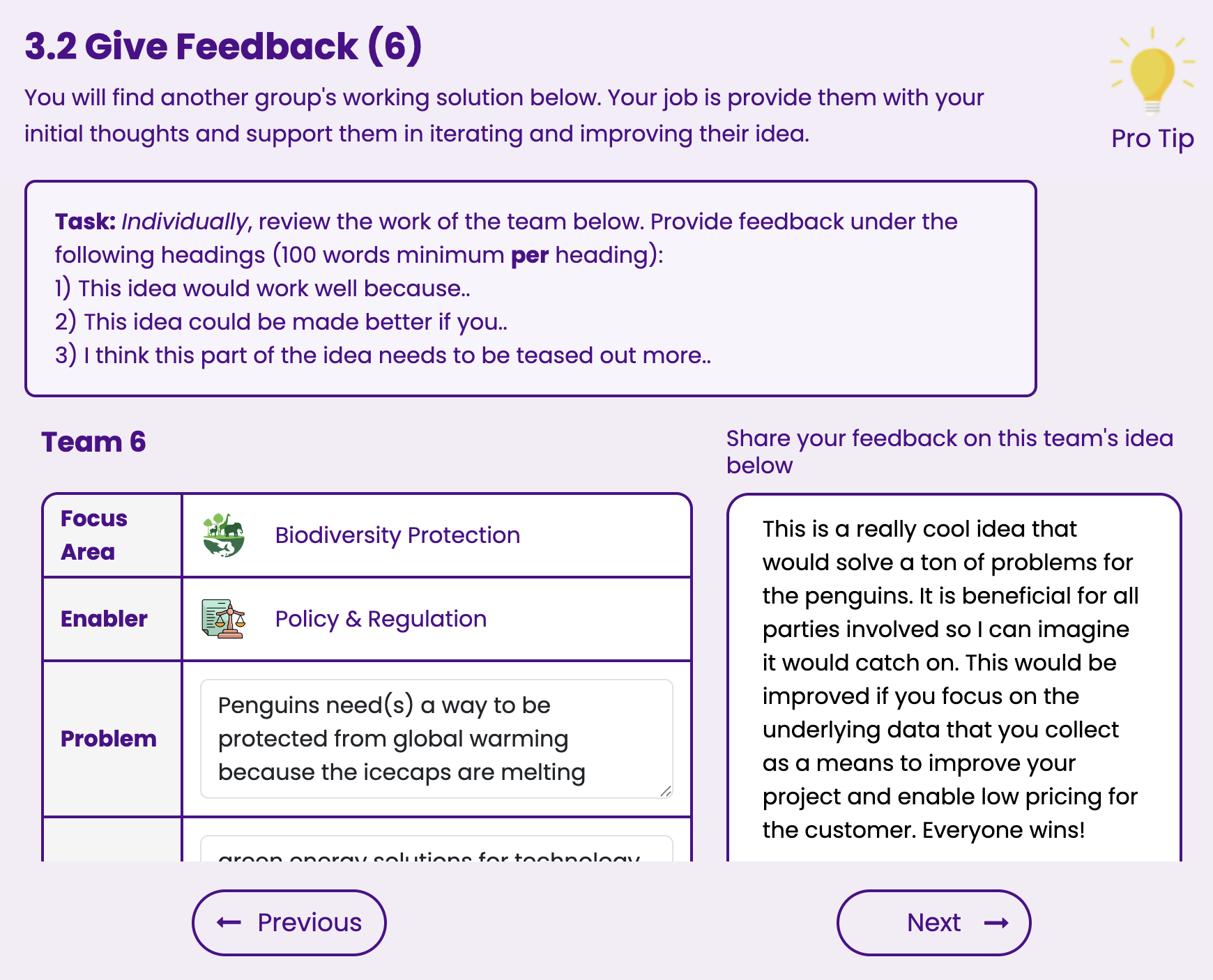 Design dashboard mockup showing stages and guidance
